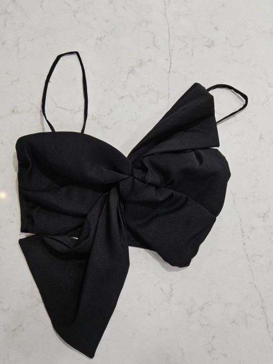 Zara Tops - Zara Black Twist-Detail Crop Top with Spaghetti Straps